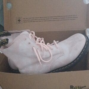 Dr. Martens Women's Pale Pink Suede Lace-Up Boots